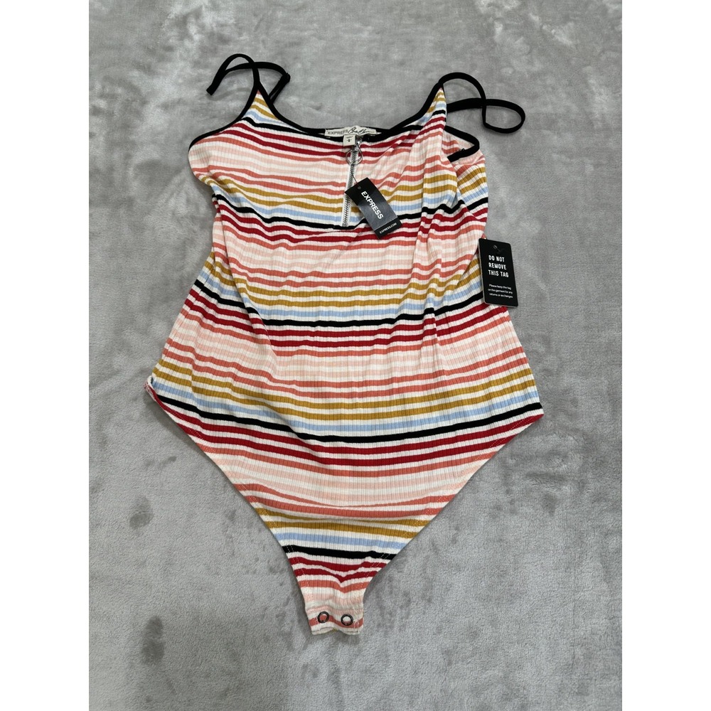 Express One Eleven Bodysuit Women's Size Large Multicolor Sleeveless Zipper NWT‎